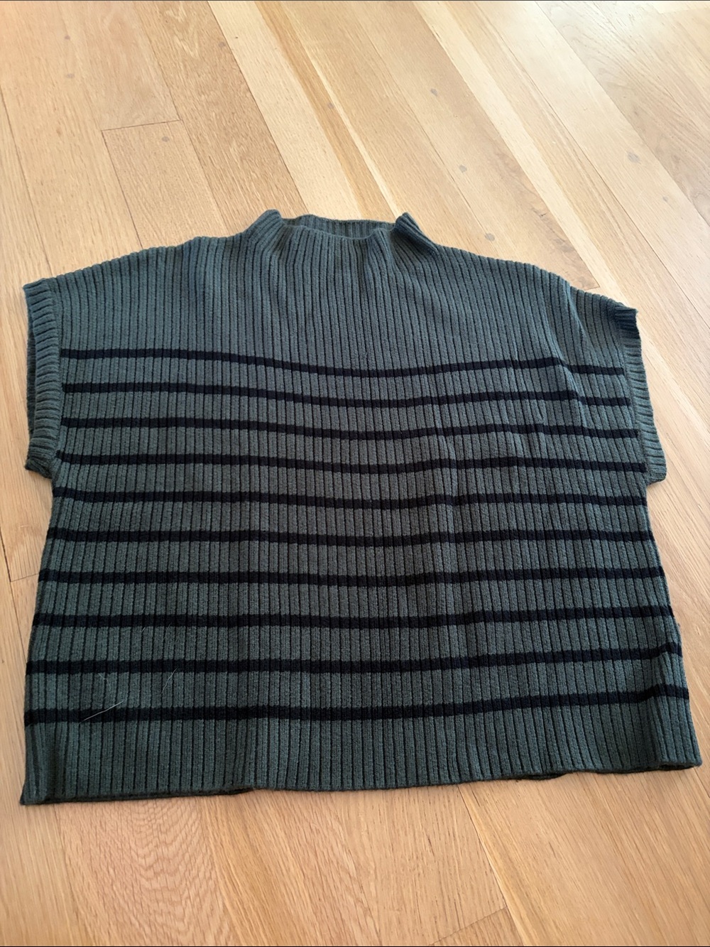 Women's Olive Green Striped Knit Sweater